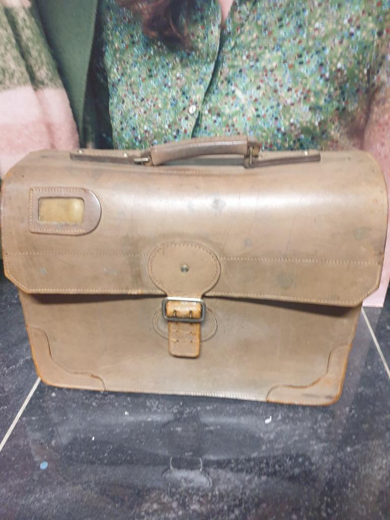 Vintage lederen boekentas / aktetas, Ophalen of Verzenden