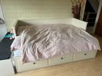 Bed 80x200 uitschuifbaar tot 160x200, Ophalen, Wit, Tweepersoons, 200 cm
