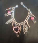 Bracelet argent strass rose Bibi, Bijoux, Sacs & Beauté, Bracelets, Enlèvement ou Envoi, Rose, Avec bracelets à breloques ou perles