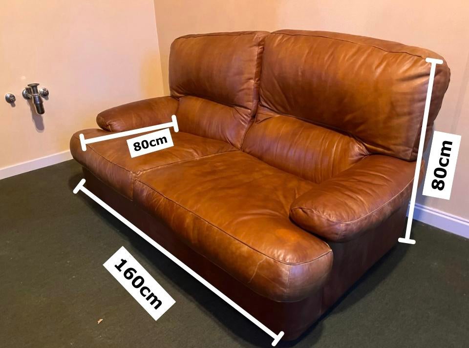 Leren zetel, Ophalen, Gebruikt, 150 tot 200 cm, Tweepersoons