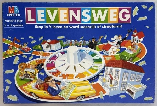 MB Levensweg Bordspel gezelschapsspel Versie 1997 compleet, Een of twee spelers, Verzenden, Zo goed als nieuw, MB spelen