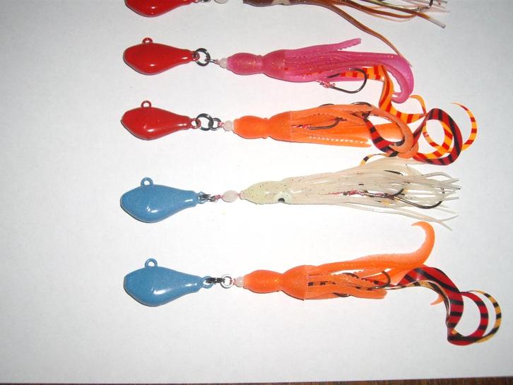 20 - 25 - 30 of 35 grams spinjigs met tandum onderlijn, Watersport en Boten, Hengelsport | Roofvissen, Nieuw, Dobber of Lood, Ophalen of Verzenden