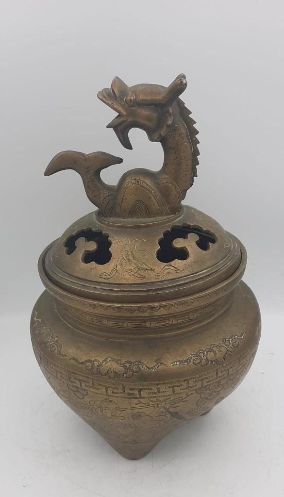Chinese bronzen wierookbrander met draak, Antiek en Kunst, Antiek | Brons en Koper, Brons, Ophalen of Verzenden