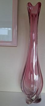 Grote roze kristallen vaas Val Saint Lambert, Antiek en Kunst, Ophalen
