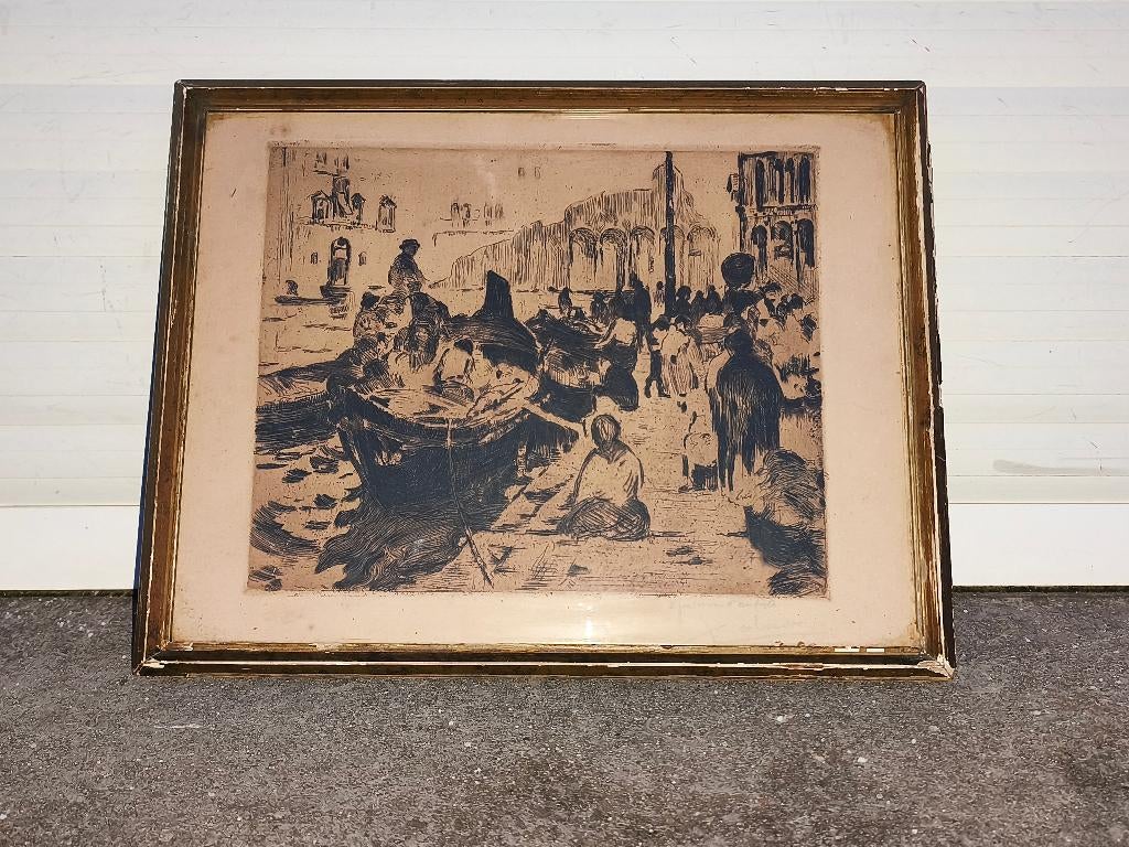 Eau forte épreuve d artiste signe jean colin, Antiek en Kunst, Kunst | Etsen en Gravures, Ophalen of Verzenden