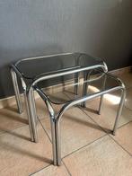 Ensemble de mimi vintage en chrome et verre fumé, Maison & Meubles, Enlèvement