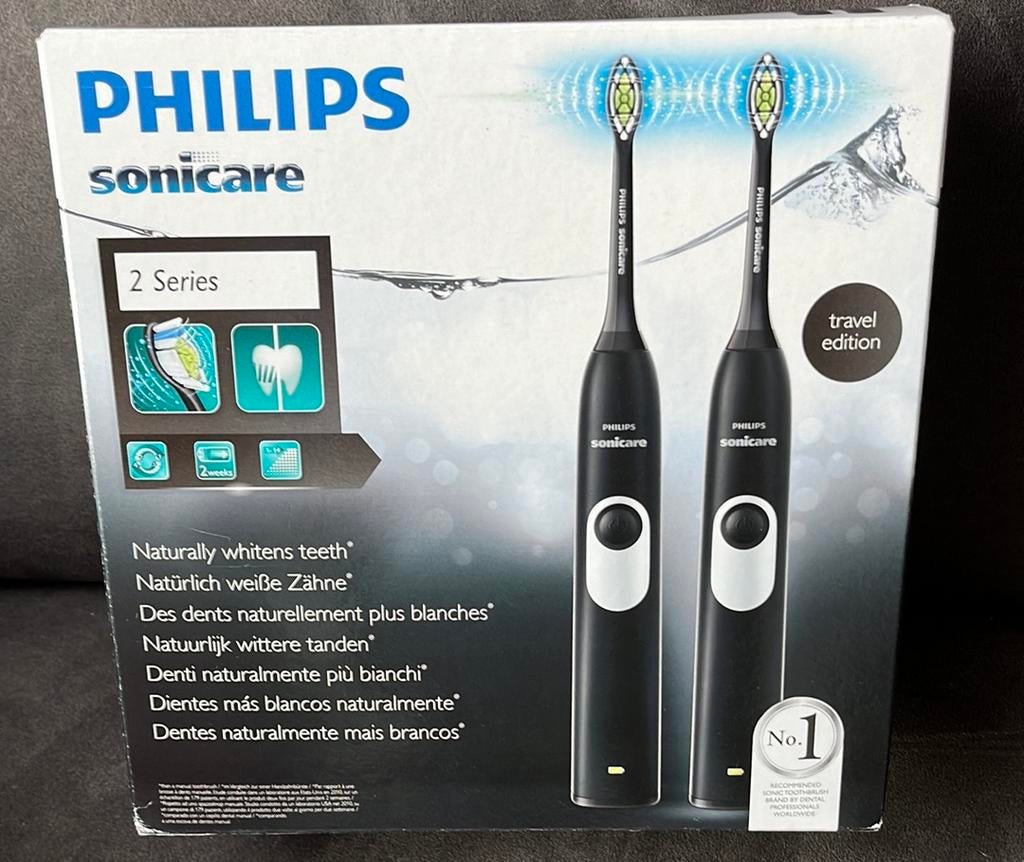Duo zwarte Sonische Tandenborstels Philips Travel: Nog nieuw, Enlèvement, Neuf, Brosse à dents