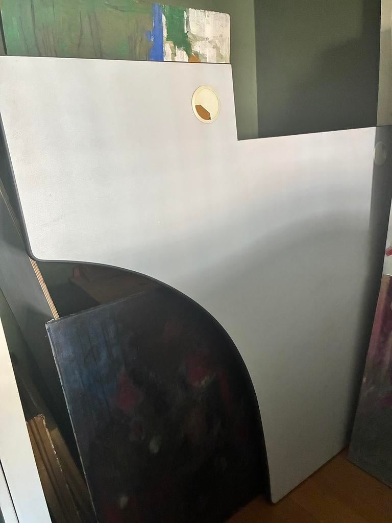 Grijze kunststof bureaublad -gratis af te halen, Maison & Meubles, Bureaux, Autres marques, 140 cm, 124 cm, Gris