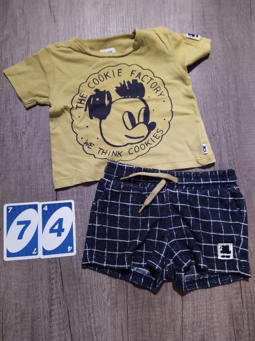 Setje Fred & Ginger - Maat 74 - T-shirt + Short, Kinderen en Baby's, Babykleding | Maat 74, Zo goed als nieuw, Jongetje of Meisje