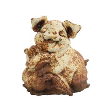 Oud Tuinornament Gietijzer Varken Maïskolven Beeldje Roestkl beschikbaar voor biedingen