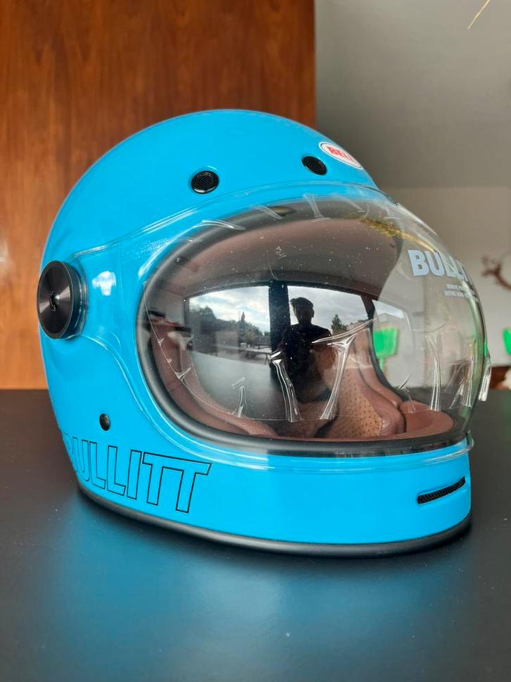 Bell Bullitt retro blue motorhelm, Motoren, Kleding | Motorhelmen, Dames, Heren, Integraalhelm, M, Overige merken, Nieuw zonder kaartje