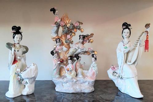3 handgeschilderde Chinese geëmailleerde porseleinen beeldje, Antiek en Kunst, Antiek | Porselein, Ophalen