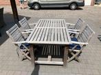 tuintafel + 4 stoelen, Tuin en Terras, Tuinsets en Loungesets, Ophalen, Zo goed als nieuw, Hardhout