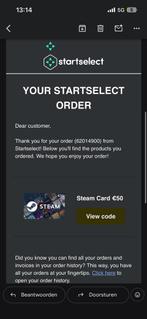 Steam card 50€, Games en Spelcomputers, Games | Pc, Ophalen of Verzenden