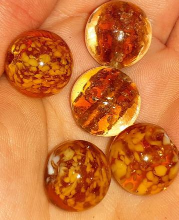 lot kralen 5 bruin murano glas mix 14-15mm beschikbaar voor biedingen