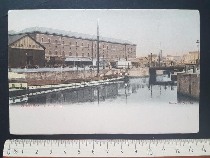 Postkaart Brussel Bruxelles Entrepot Binnenvaartschip boot, Verzamelen, Postkaarten | België, Ongelopen, Brussel (Gewest), Voor 1920