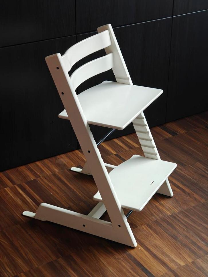Stokke Tripp Trapp – witte houten kinderstoel, Kinderen en Baby's, Kinderstoelen, Gebruikt, Ophalen