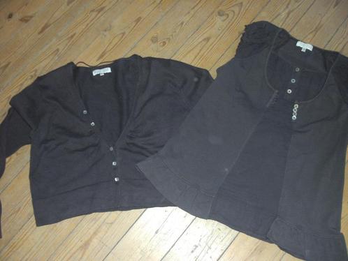 Bruin shirt met pull voor erover: maat 170 - 176, Kinderen en Baby's, Kinderkleding | Maat 170, Gebruikt, Meisje, Setje, Ophalen of Verzenden