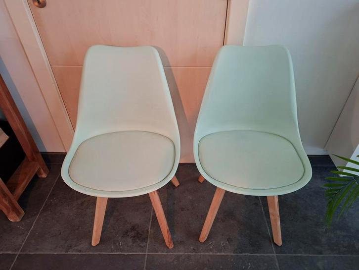 Eetkamerstoel, wachtkamerstoel set van 2 licht groen, Huis en Inrichting, Stoelen, Ophalen of Verzenden