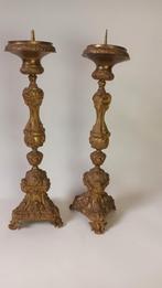 Antieke set messing altaar kandelaars, Antiek en Kunst, Ophalen