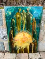 Ca. 1880-1900 - Uniek surrealistisch werk (olieverf op hout), Ophalen of Verzenden