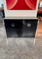 ZELDZAME WILLY RIZZO DRESSOIR ZWART GELAKT 1970s MARIO SABOT, Gebruikt, 100 tot 150 cm, Ophalen of Verzenden, Metaal