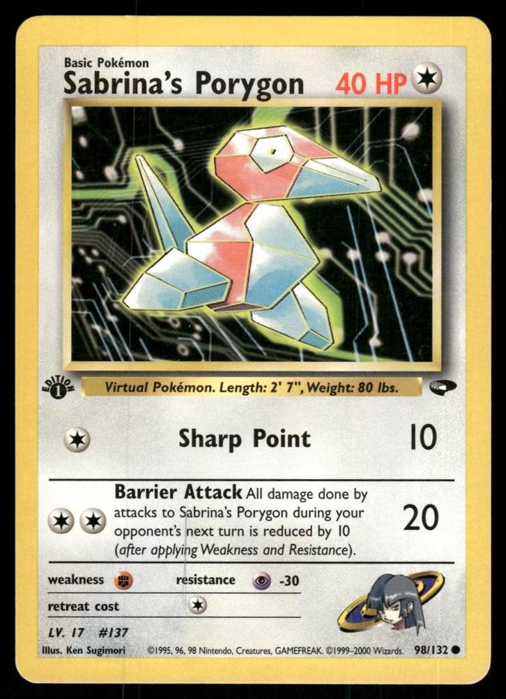 Sabrina's Porygon 98/132 - Gym Challenge (1st edition), Hobby en Vrije tijd, Verzamelkaartspellen | Pokémon, Gebruikt, Verzenden