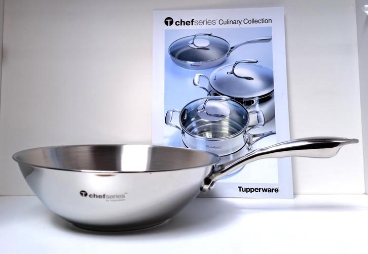 Tupperware™ « Wok Junior Chef Séries » RVS, Huis en Inrichting, Keuken | Potten en Pannen, Nieuw, Wok, Inox, Inductieplaat, Keramische plaat