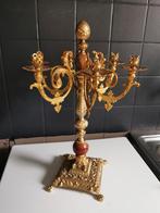 Antieke kandelaar met marmer, Antiek en Kunst, Ophalen of Verzenden