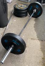 Professional Olympic bar + bumper plates + pro jaw locks, Sport en Fitness, Ophalen
