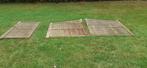 houten tuinpoort in meranti 3m breed + 1m deur, Tuin en Terras, Tuinpoorten, Ophalen, Gebruikt, 150 tot 200 cm, Hout