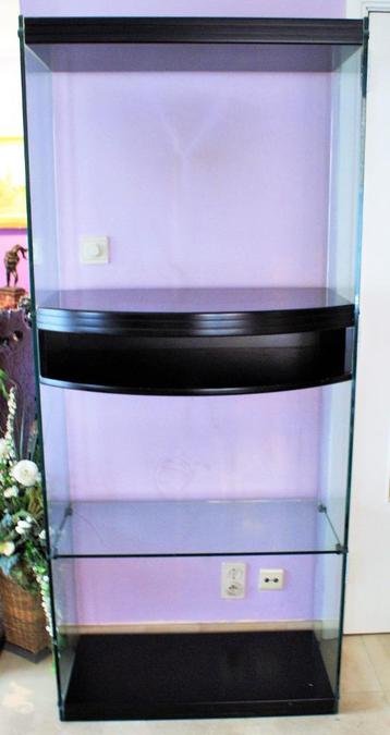 Glazen TV meubel + zwart gelakt hout (HxBxD 190x80x40cm) .. beschikbaar voor biedingen