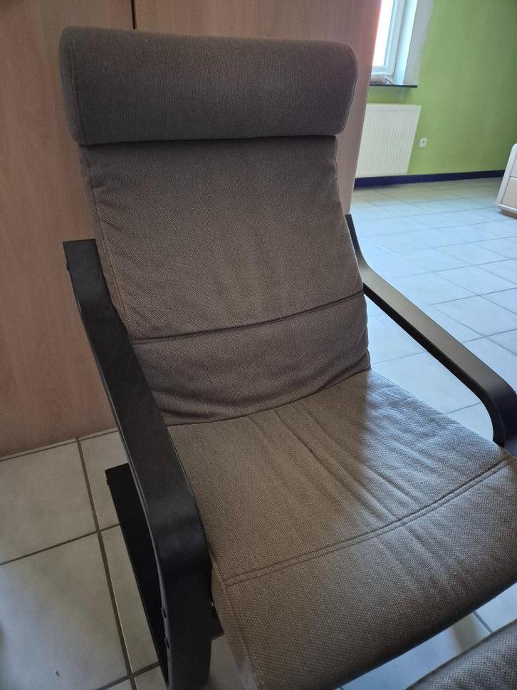 2 zeteltjes met voetbank, Huis en Inrichting, Fauteuils, Gebruikt, Hout, Ophalen