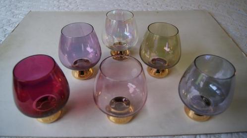 6 Gekleurde glazen (vintage), Antiek en Kunst, Antiek | Glaswerk en Kristal, Ophalen of Verzenden