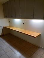 Massief houten bureau/hangtafel boomstam, Huis en Inrichting, Bureaus, Ophalen, Bureau