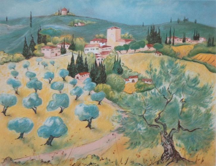 MARIE DE VALON / PROVENCE / KLEURLITHO / 44x56cm / SIG, Antiquités & Art, Art | Lithographies & Sérigraphies, Enlèvement ou Envoi