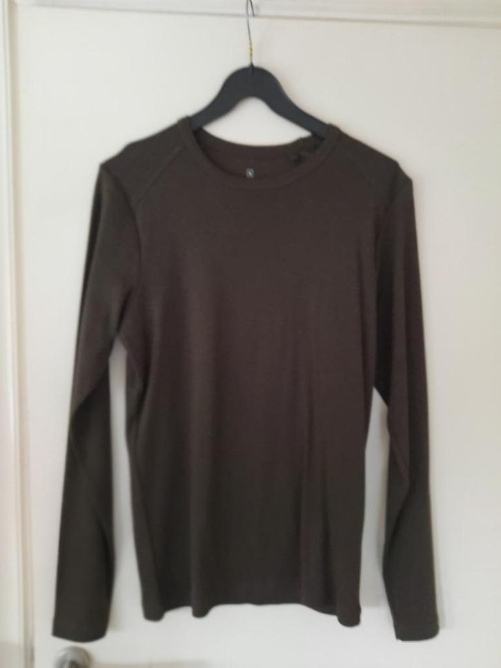 T-shirt met lange mouwen voor heren kaki maat M, Kleding | Heren, T-shirts, Zo goed als nieuw, Maat 48/50 (M), Groen, Ophalen of Verzenden