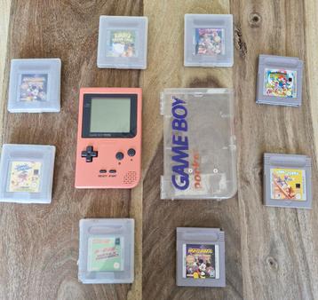 Game Boy Pocket roze + 9 games beschikbaar voor biedingen