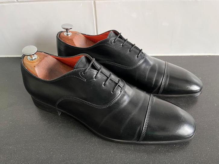 Santoni herenschoenen maat 7 / 41 F weinig gedragen, Kleding | Heren, Schoenen, Zo goed als nieuw, Veterschoenen, Zwart, Ophalen of Verzenden