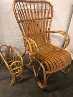Leuke vintage bamboe rotan stoel zetel met krantenbak Rohe, Huis en Inrichting, Ophalen