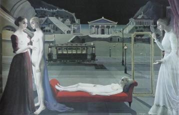 PAUL DELVAUX / LE RENDEZ-VOUS / KLEUROFFSET / 69x100cm / SIG beschikbaar voor biedingen