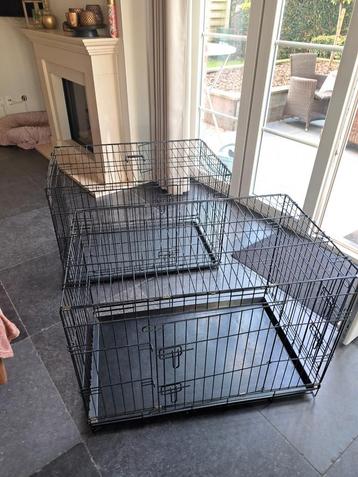 2 x Cage pour chien noire (L 91 x L 57 x H x 65 cm) + coussi