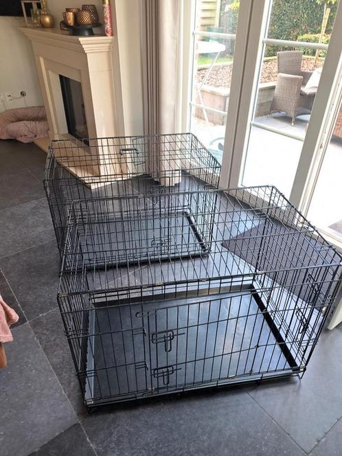 2 x Cage pour chien noire (L 91 x L 57 x H x 65 cm) + coussi, Animaux & Accessoires, Maisons pour chiens, Comme neuf, Enlèvement