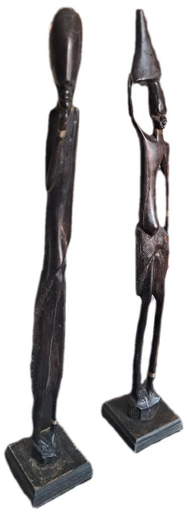 Vier afrikaanse beeldjes 44cm, Antiek en Kunst, Kunst | Niet-Westerse kunst, Verzenden