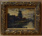 Landschap met molen Franz Courtens gesigneerd., Antiek en Kunst, Ophalen of Verzenden