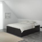 Brimnes 2persoonsbed + lattenbodem + matras / GOEDE STAAT!, Huis en Inrichting, Ophalen, Zwart, Tweepersoons, Zo goed als nieuw