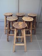 Barkrukken (6 stuks), Ophalen, Met voetsteun, 60 tot 90 cm, Hout