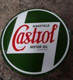 Castrol Caltex groot emaillen reclame bord garage showroom, Verzamelen, Ophalen, Zo goed als nieuw, Reclamebord