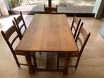 Massief eiken tafel + 4 eiken stoelen, Huis en Inrichting, Tafels | Eettafels, Ophalen, Gebruikt