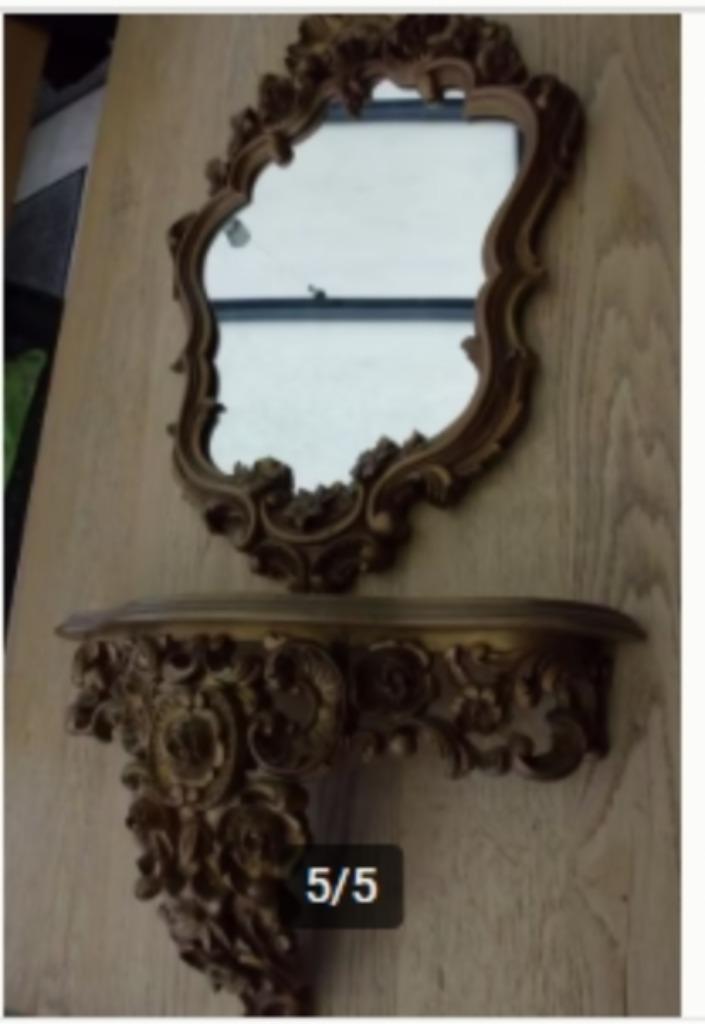 SPIEGELSET VINTAGE / SPIEGEL MET CONSOLE, Huis en Inrichting, Woonaccessoires | Spiegels, Ophalen